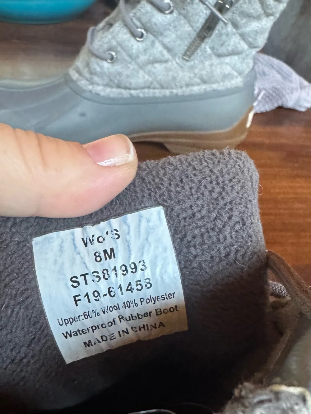 Sperry Ladies Waterproof Gray Winter Boots 8